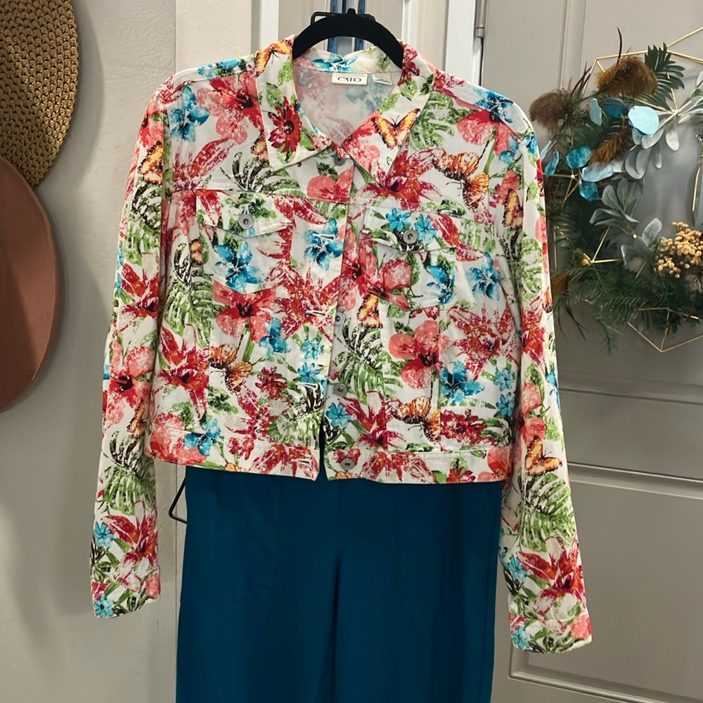 Cato Floral denim Jacket size M